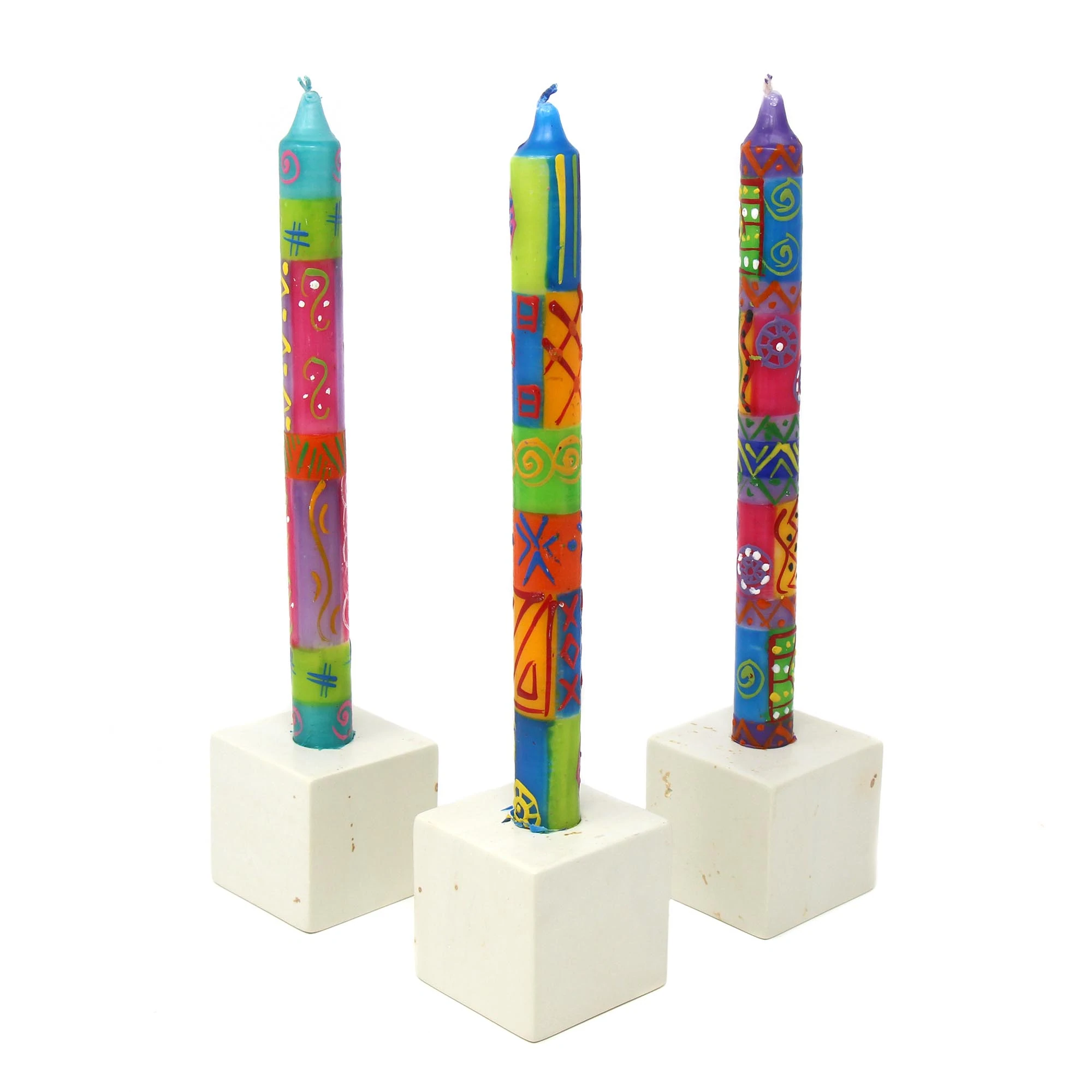 African Hand Painted Candles