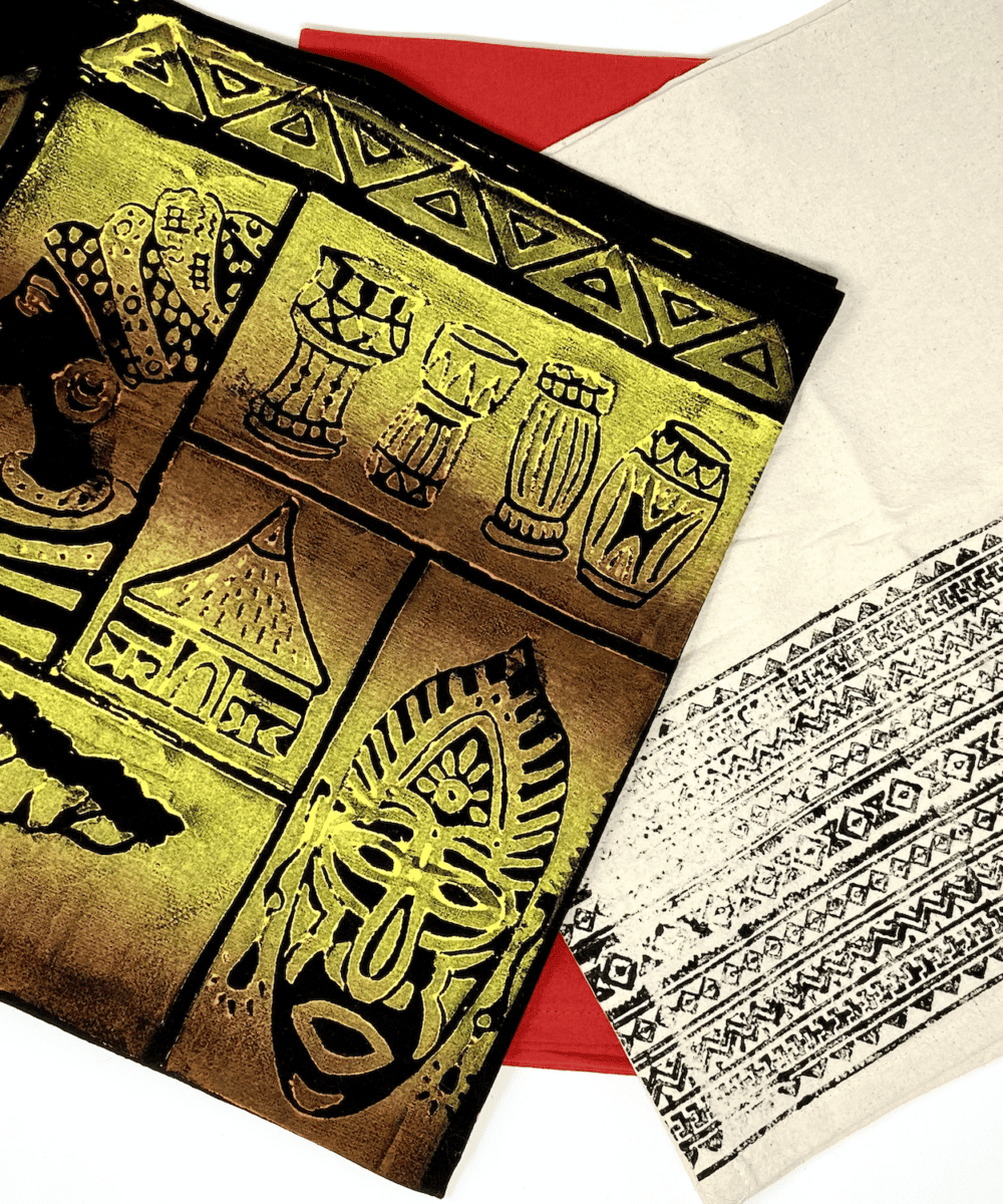 African Flour Sack Tea Towels Kente Print