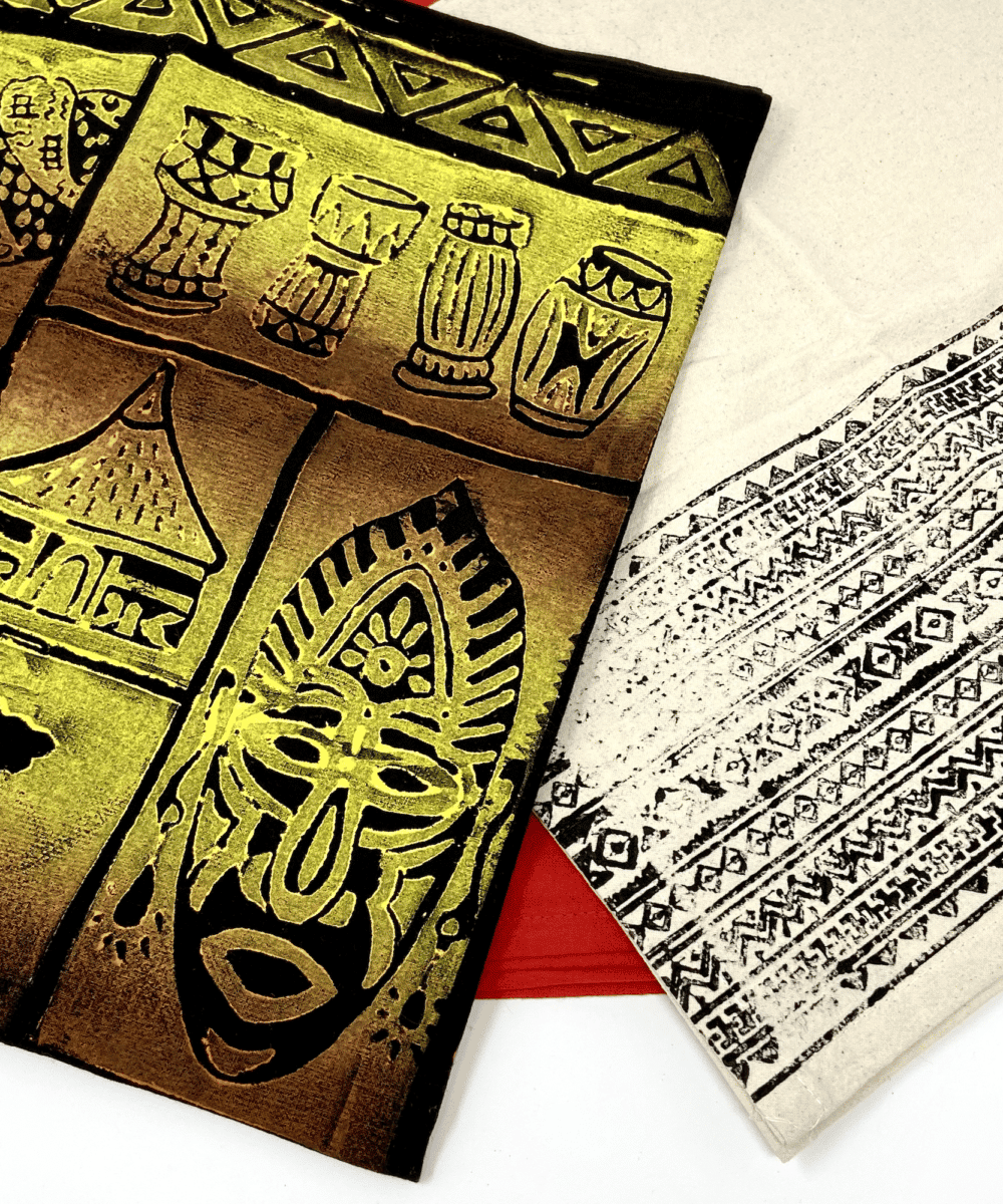 African Flour Sack Tea Towels Kente Print