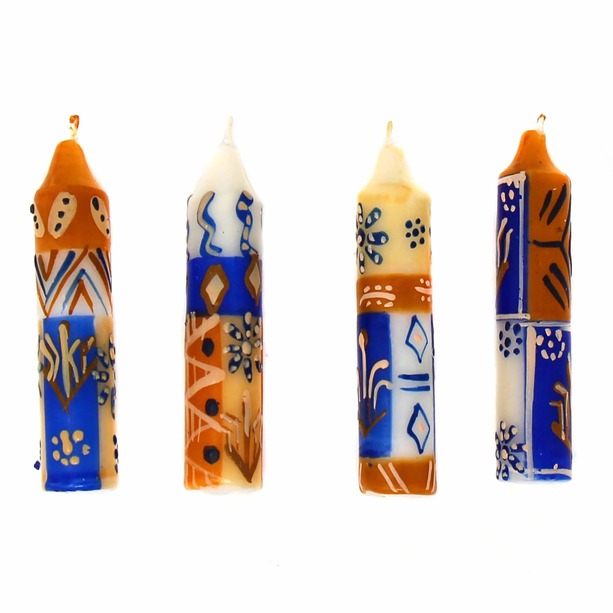 Hand Painted Shabbat Candles - Set/4 - Image 3