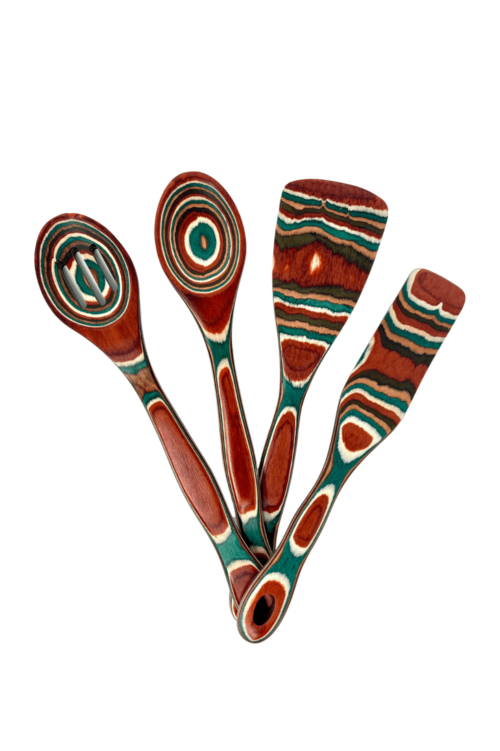 set of four pakkawood utensils