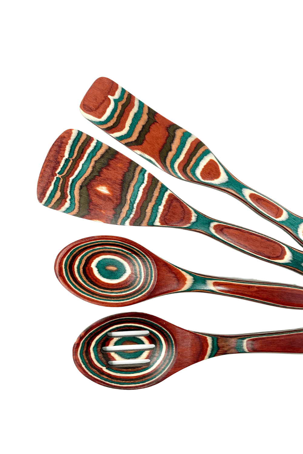 set of four pakkawood utensils