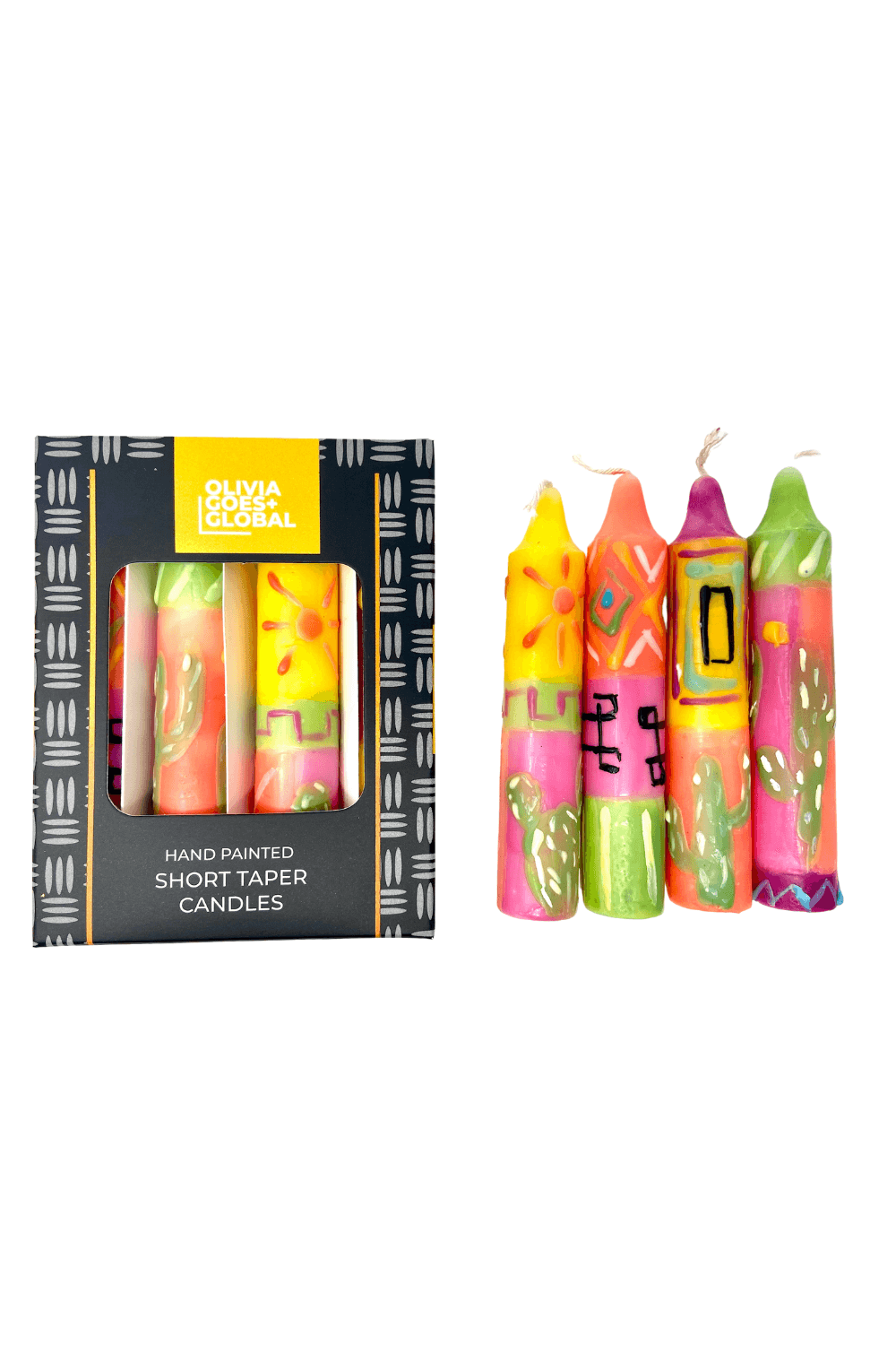 desert cactus boxed taper candle shabbat set of four paraffin wax pieces