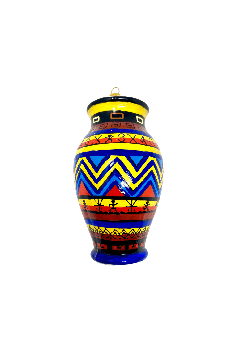 beautifully painted African inspired vase blown glass christmas ornament