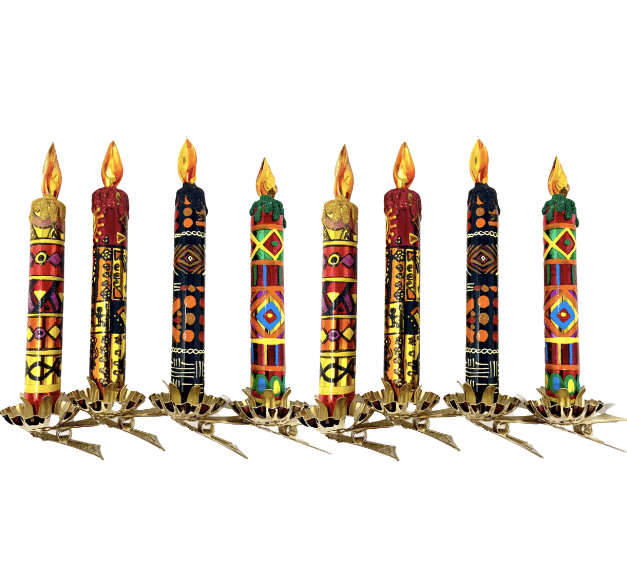 Clip On African Art Candle Glass Ornament Set/2 - Image 6